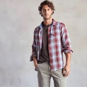 Outerknown NWT Blanket Shirt Red and Blue Desert Sands Plaid Button Down Shirt